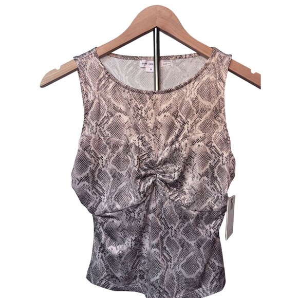 Good American Slinky Jersey Ruched Tank Top- Snakeskin Print, Size S NEW WITH TA - Picture 5 of 16